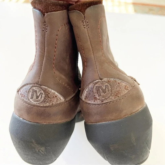 Merrell Luxe Mid 5” Ankle Boot Brown Leather Women’s Size 7.5 Brushed Metallic - Picture 7 of 12